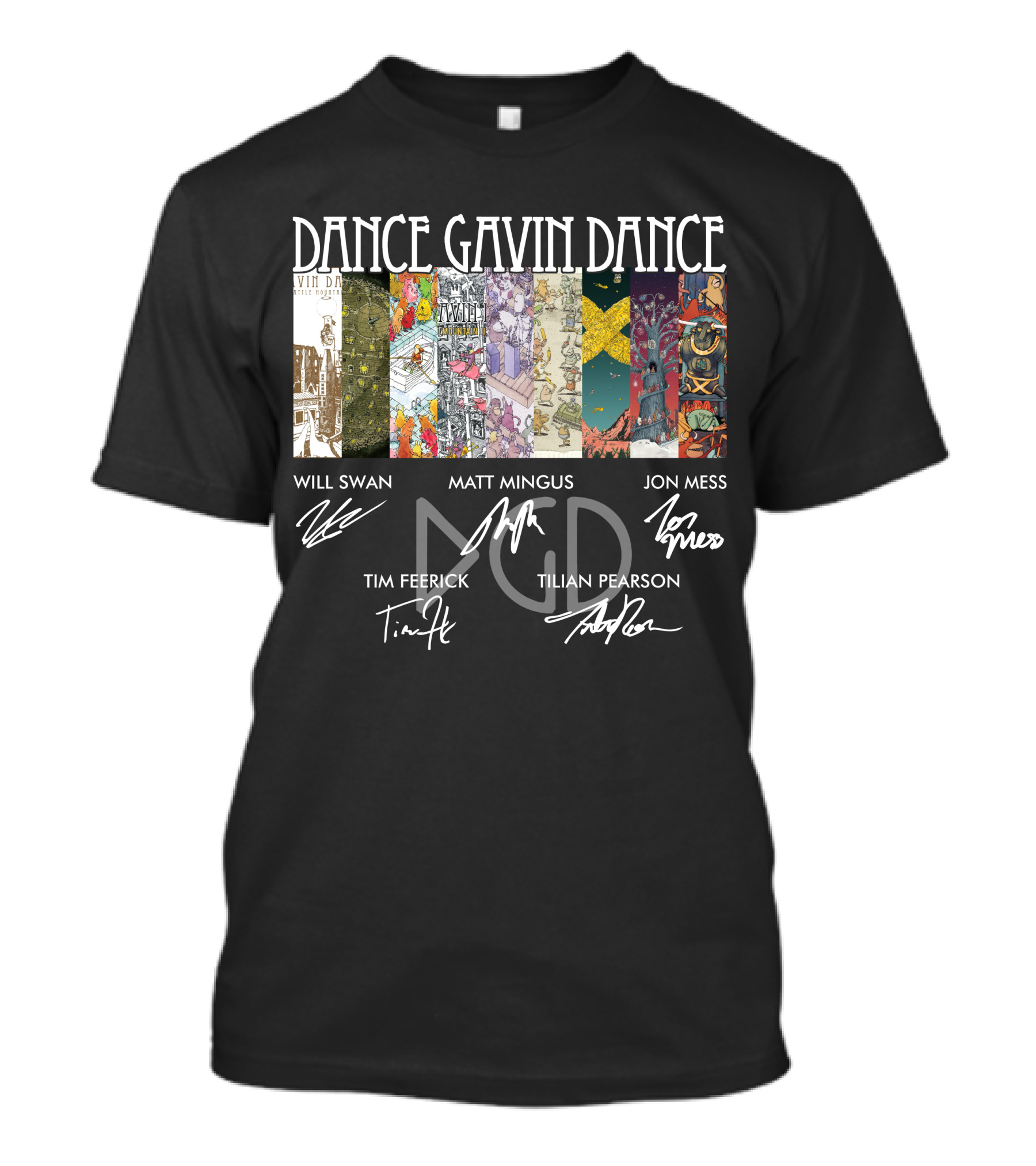 Dance Gavin Dance Signed Art Collage Will Swan Matt Mingus Jon Mess Tim Feerick Tilian Pearson T-Shirt
