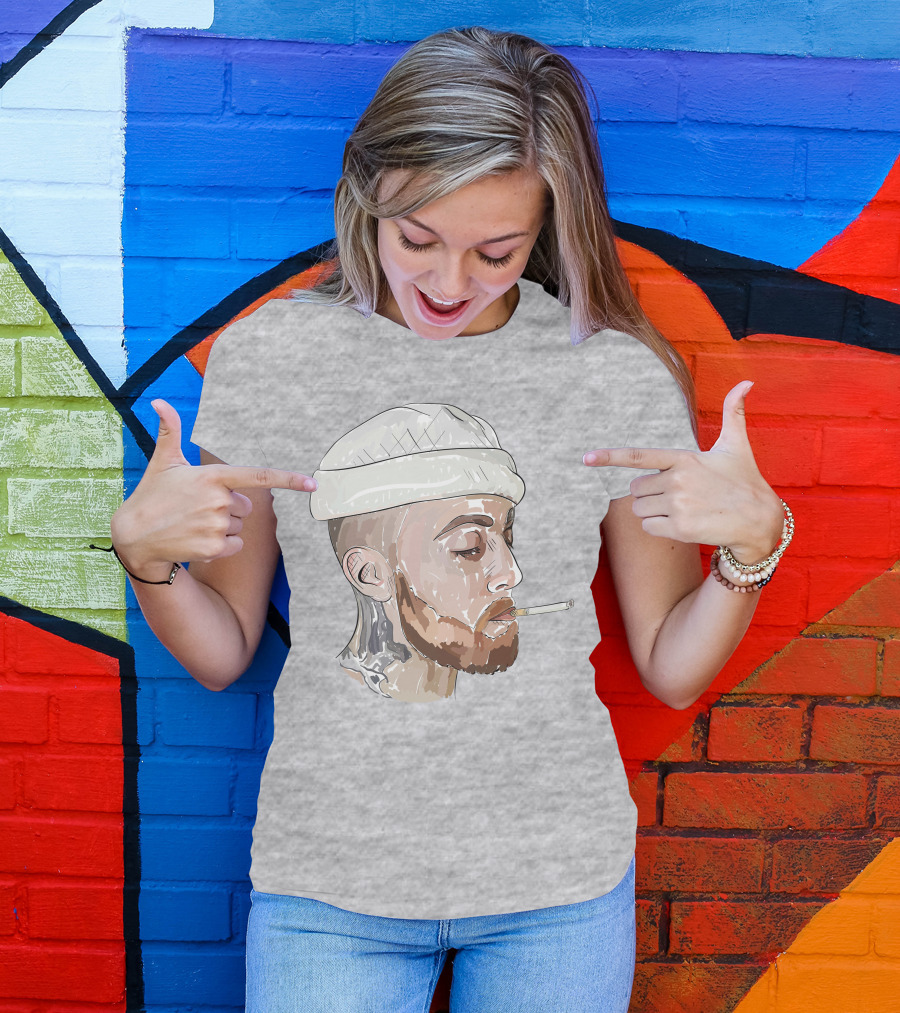 Graphic Beanie Skull Smoking T-Shirt