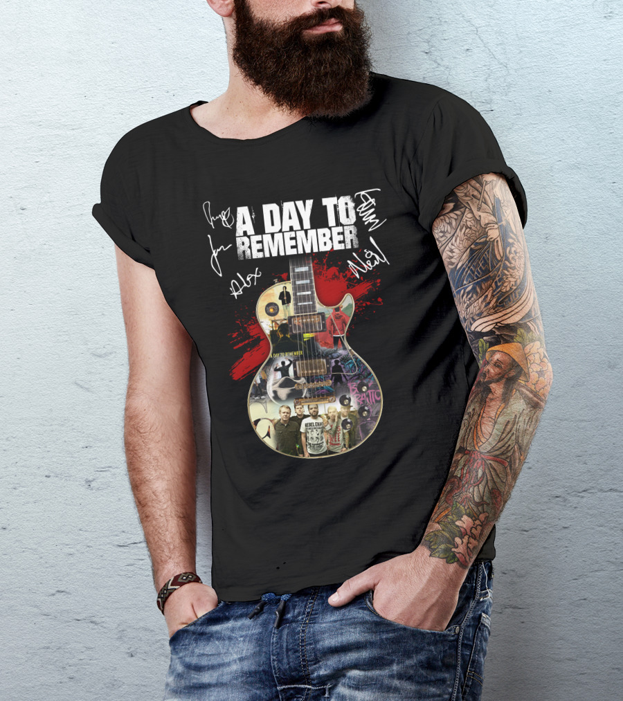 A Day To Remember Signed Guitar Collage T-Shirt