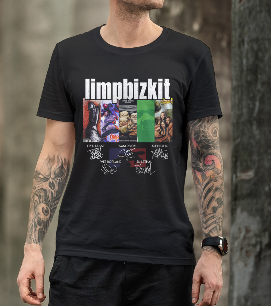 Limp Bizkit Significant Other And Chocolate Starfish Album Art With Fred Durst Sam Rivers John Otto Wes Borland Dj Lethal Signatures T-Shirt