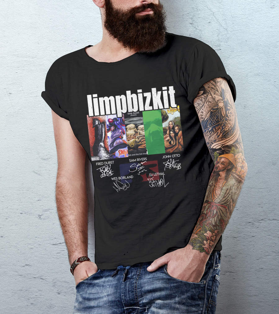 Limp Bizkit Significant Other And Chocolate Starfish Album Art With Fred Durst Sam Rivers John Otto Wes Borland Dj Lethal Signatures T-Shirt