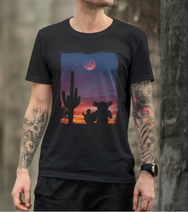 Cactus GD Grateful Dead Bear Desert Silhouette Moon Sunset T-Shirt