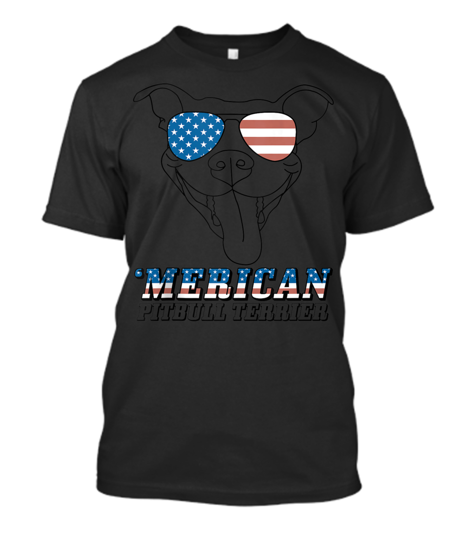 'Merican Pitbull Terrier Sunglasses 4th Of July T-Shirt