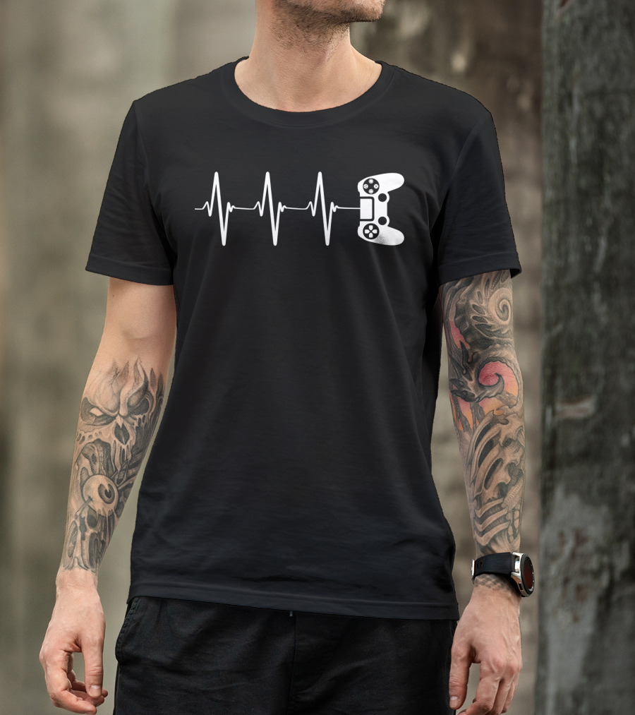 Gamer Heartbeat Video Game Controller T-Shirt