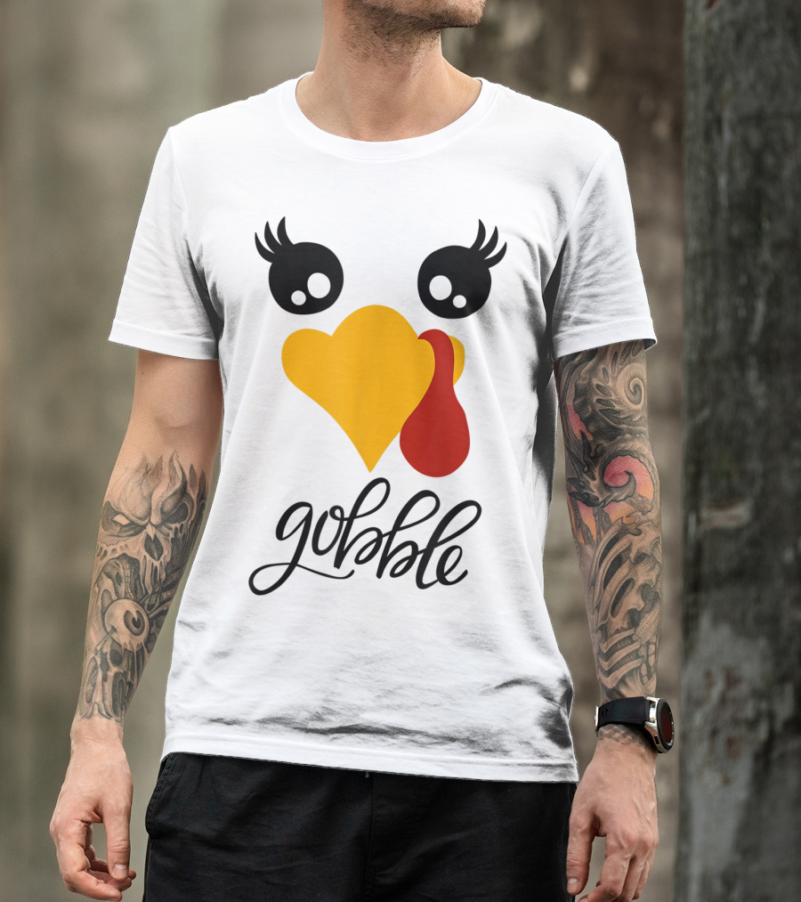 CUTE TURKEY FACE FUNNY GOBBLE HEART SHAPED BEAK ICONIC SYMBOLS THANKSGIVING T-Shirt