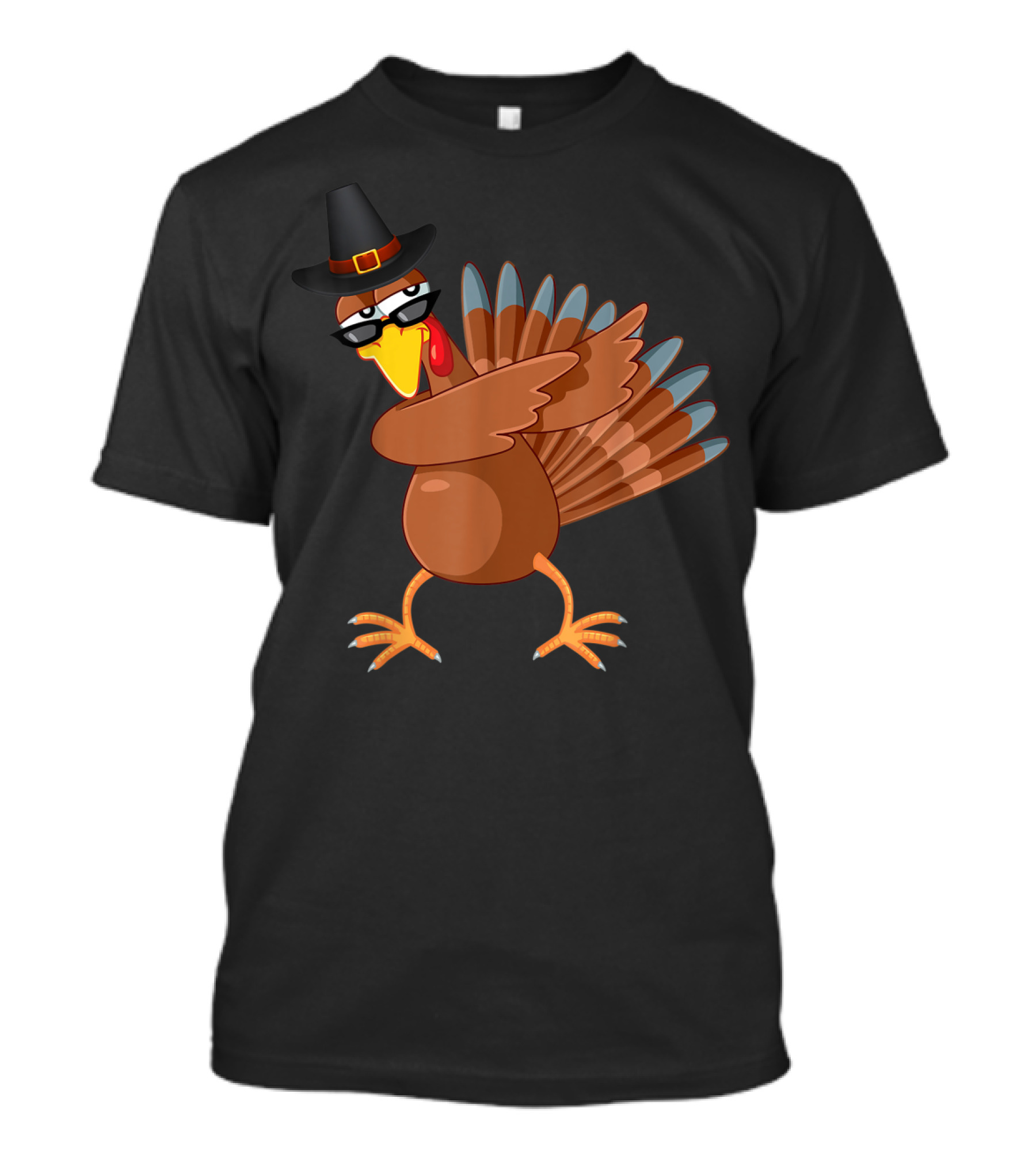 Thanksgiving Turkey Dabbing Boys Hat And Glasses T-Shirt