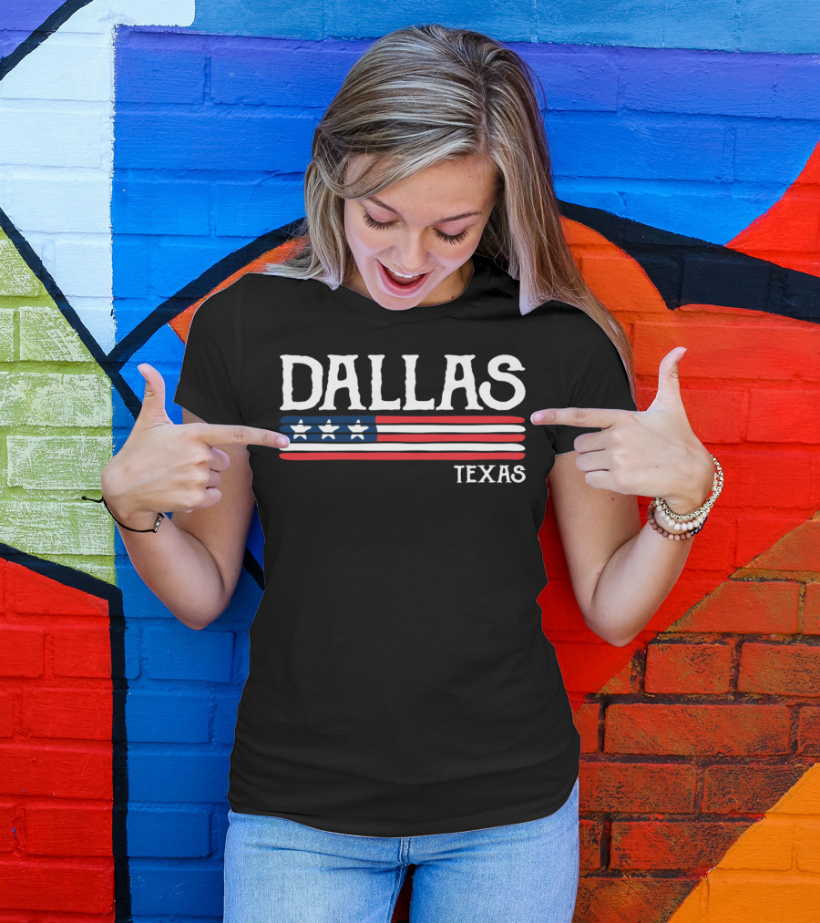 DALLAS TEXAS Stars And Stripes Flag T-Shirt
