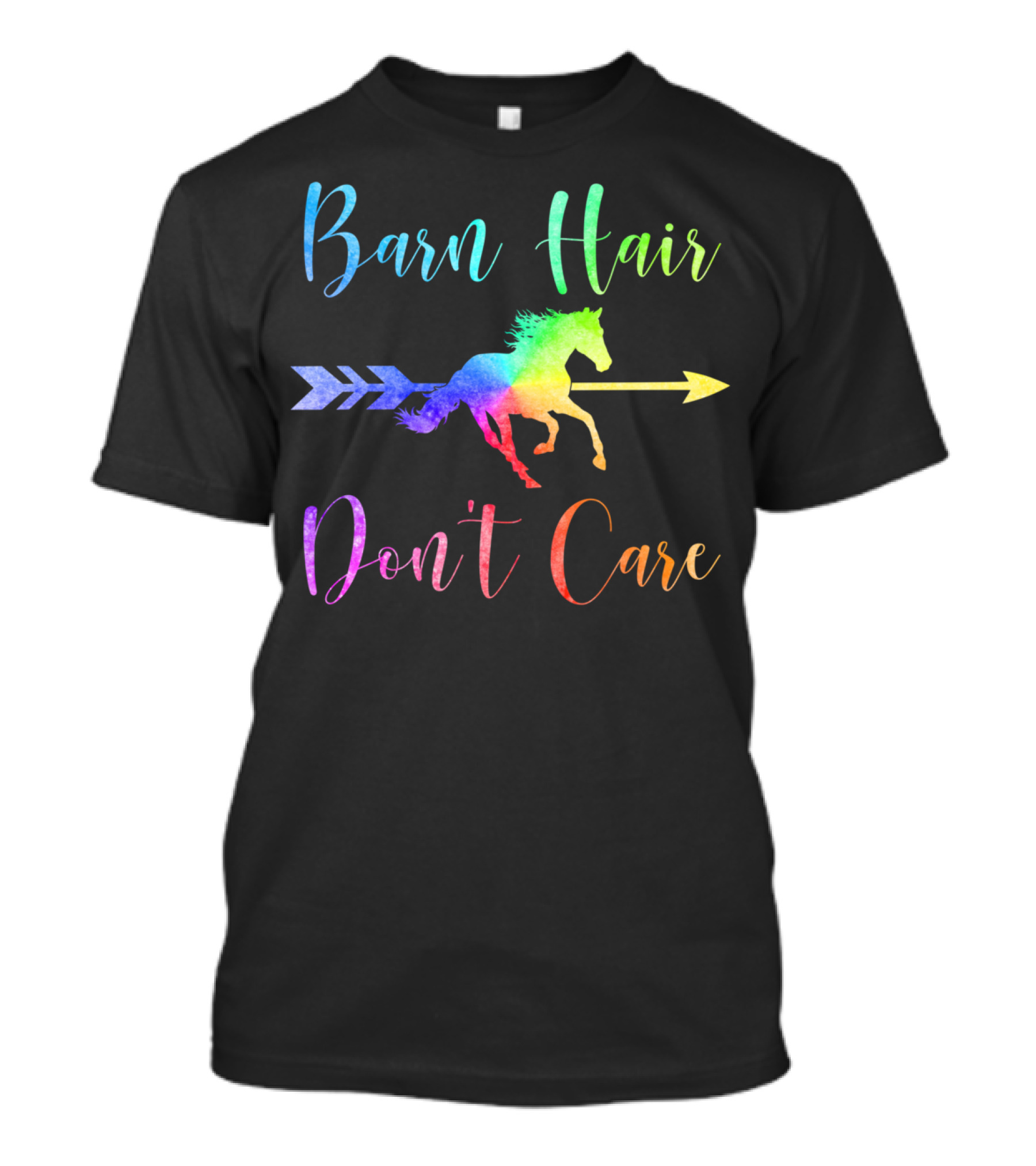 Barn Hair Don't Care Horse Lover Rainbow Arrow T-Shirt
