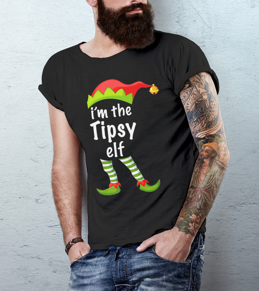 I'm The Tipsy Elf Holiday Humor Christmas Outfit Playful Family Attire T-Shirt