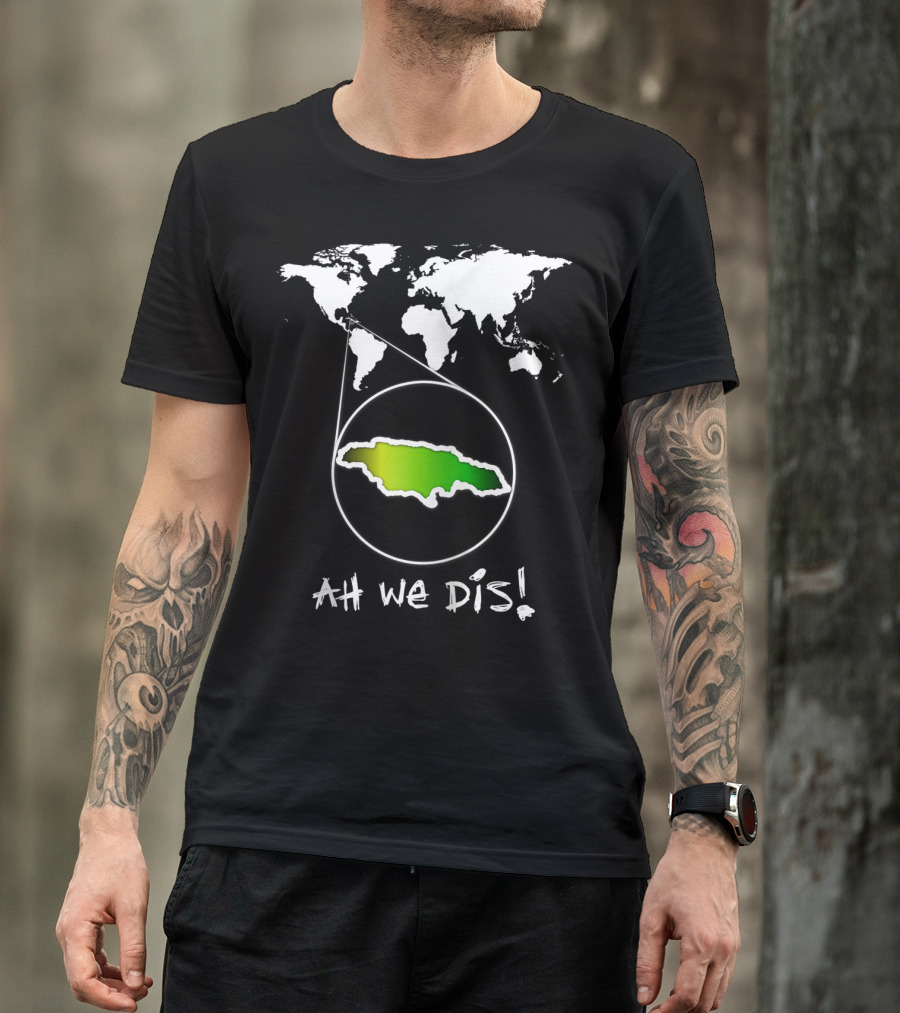 Jamaica Map Highlight Ah We Dis Map Background T-Shirt