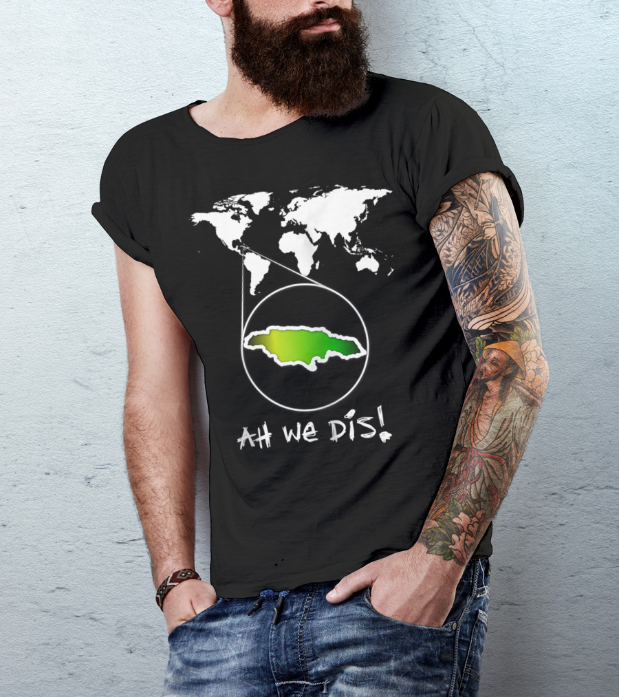 Jamaica Map Highlight Ah We Dis Map Background T-Shirt