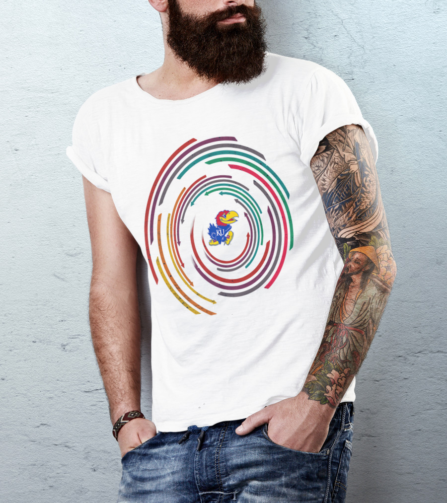 KANSAS JAYHAWKS VINTAGE KU RAINBOW CIRCLE TEAM LOGO TAILGATE T-Shirt