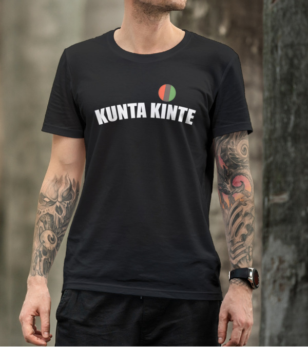 KUNTA KINTE BLACK ROOTS AFRICAN HERITAGE RED GREEN AND BLACK CIRCLE T-Shirt