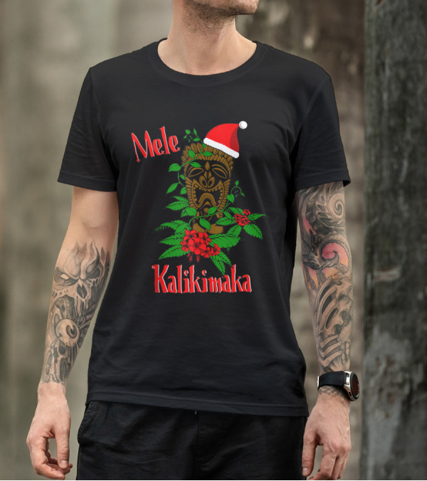 Mele Kalikimaka Tiki Santa Hawaiian T-Shirt