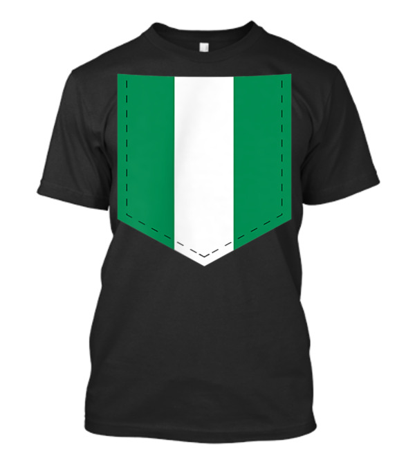 NIGERIA FLAG WITH PRINTED FLAG POCKET T-Shirt