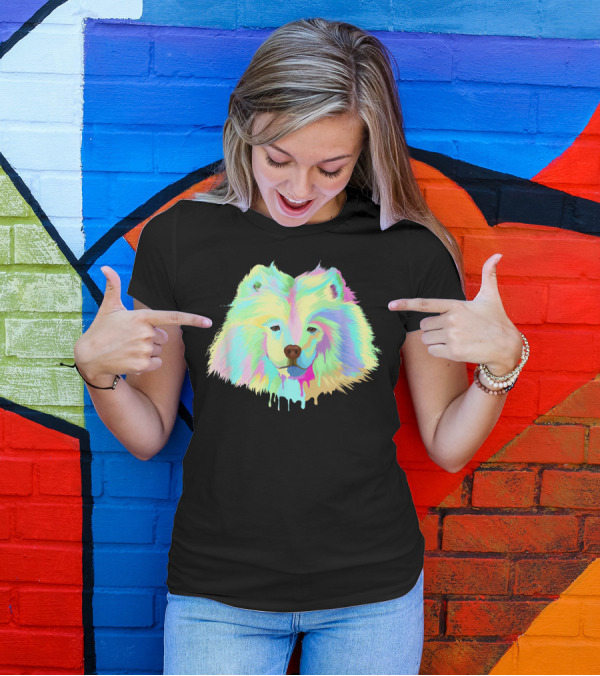 SPLASH SAMOYED Colorful Dripping Effect T-Shirt