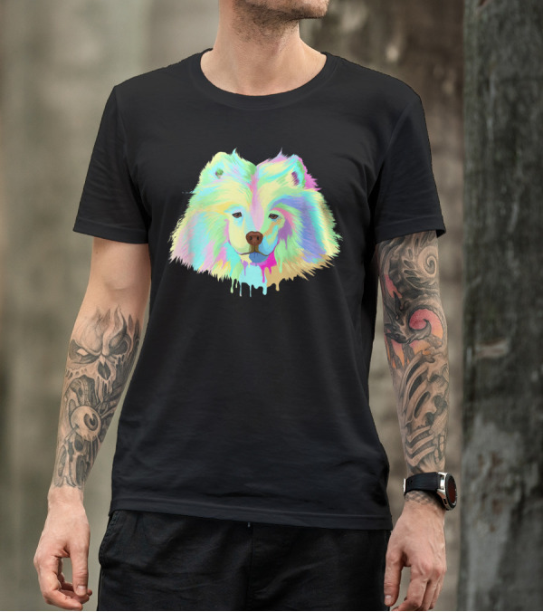 SPLASH SAMOYED Colorful Dripping Effect T-Shirt