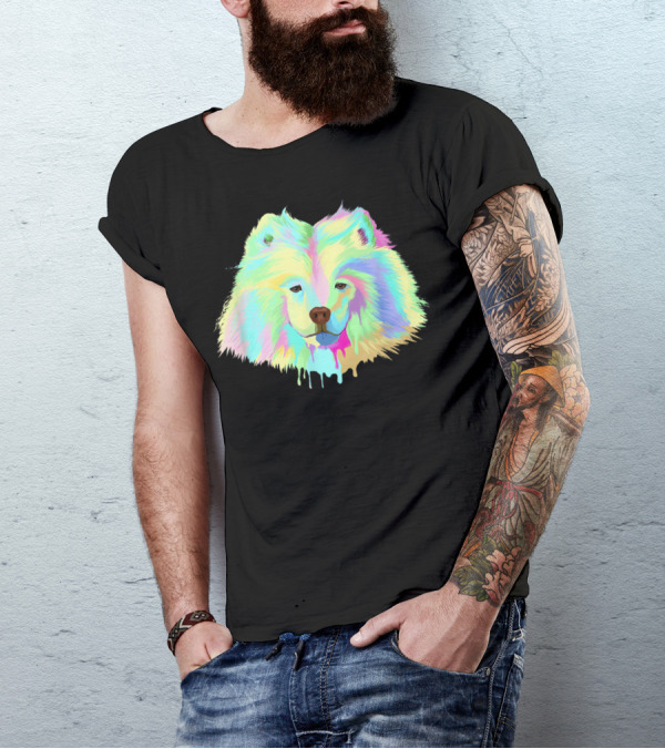 SPLASH SAMOYED Colorful Dripping Effect T-Shirt