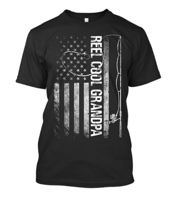 Reel Cool Grandpa American Flag Fishing T-Shirt
