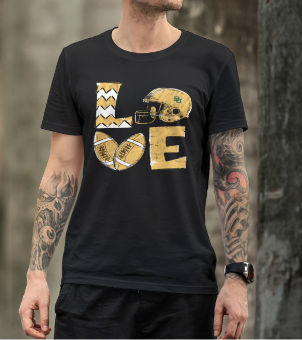 Baylor Bears Alumni Love Football Tailgating Helmet And Ball T-Shirt
