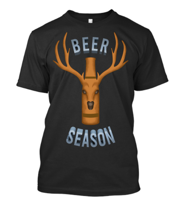 Beer Season Xmas Animal Hunting Beer Drinkers Deer Antlers Bottle T-Shirt