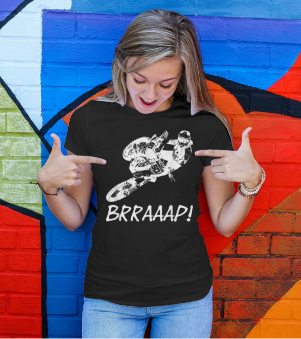 BRRAAAP Motocross Dirt Bike Rider Jumping Action T-Shirt