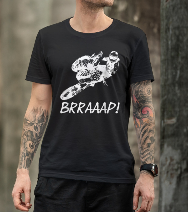 BRRAAAP Motocross Dirt Bike Rider Jumping Action T-Shirt