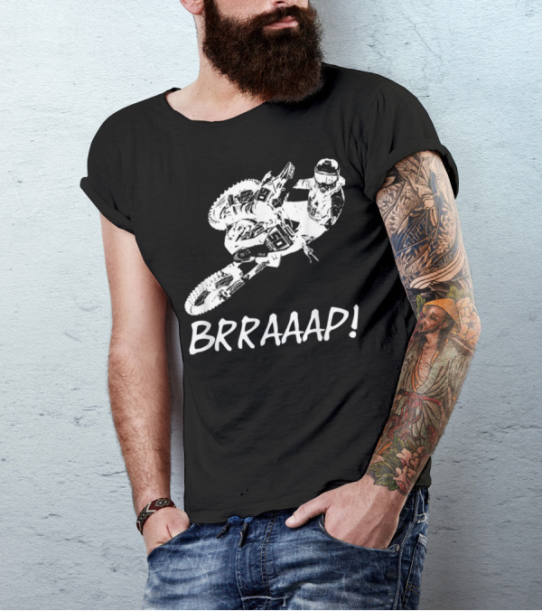 BRRAAAP Motocross Dirt Bike Rider Jumping Action T-Shirt