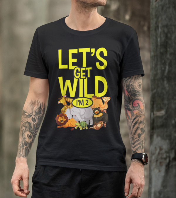 Let's Get Wild I'm 2 Zoo Animals Safari 2nd Birthday T-Shirt