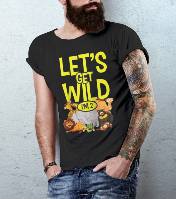 Let's Get Wild I'm 2 Zoo Animals Safari 2nd Birthday T-Shirt