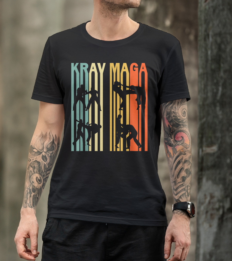 Krav Maga Vintage 70's Silhouette Martial Arts Moves T-Shirt