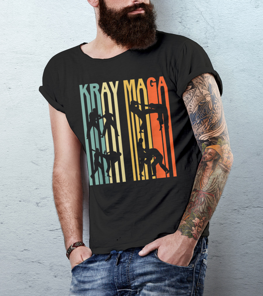 Krav Maga Vintage 70's Silhouette Martial Arts Moves T-Shirt