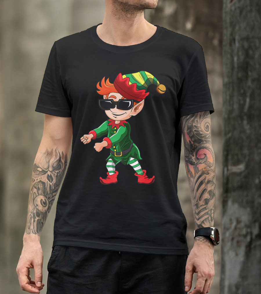 Christmas Elf Crew Floss Like A Boss Sunglasses Fun T-Shirt