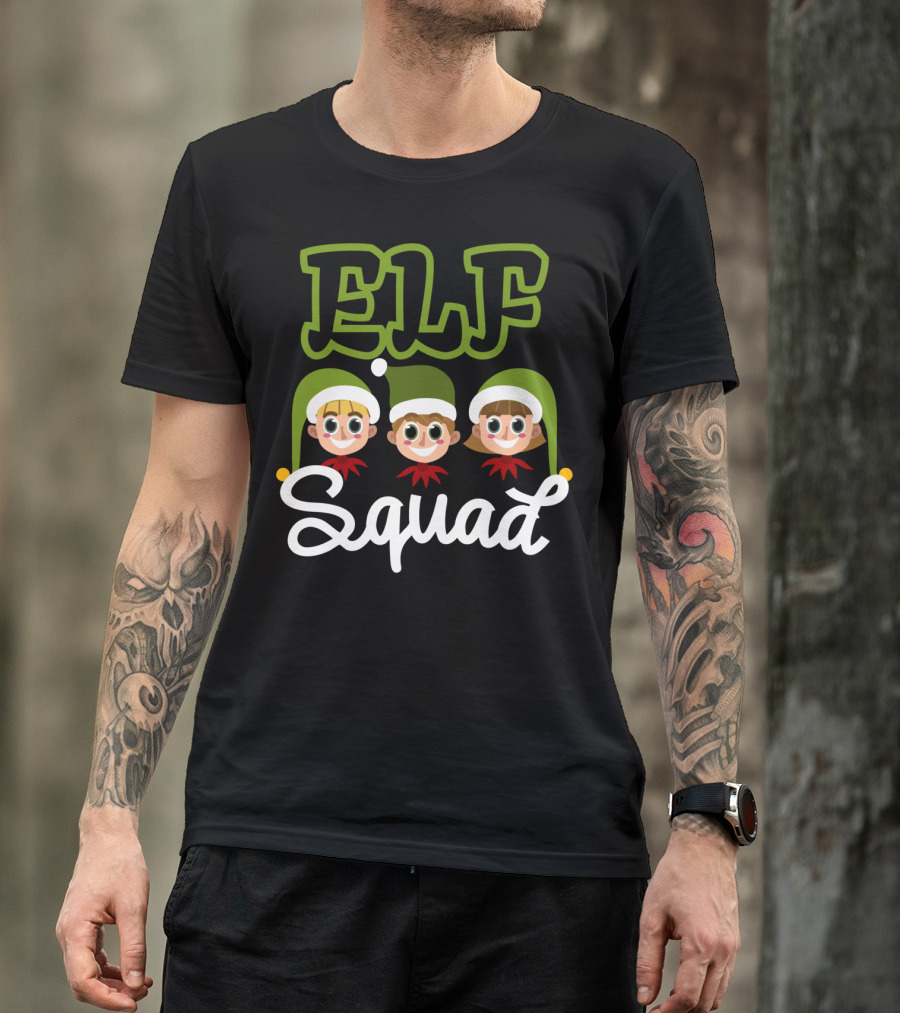 Christmas Funny Family Group Matching Elf Squad T-Shirt