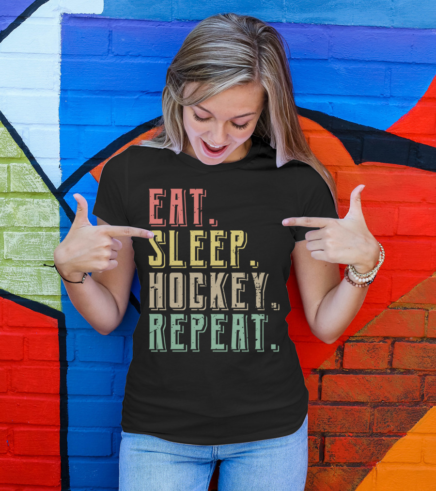 Eat Sleep Hockey Repeat Cool Hockey T-Shirt
