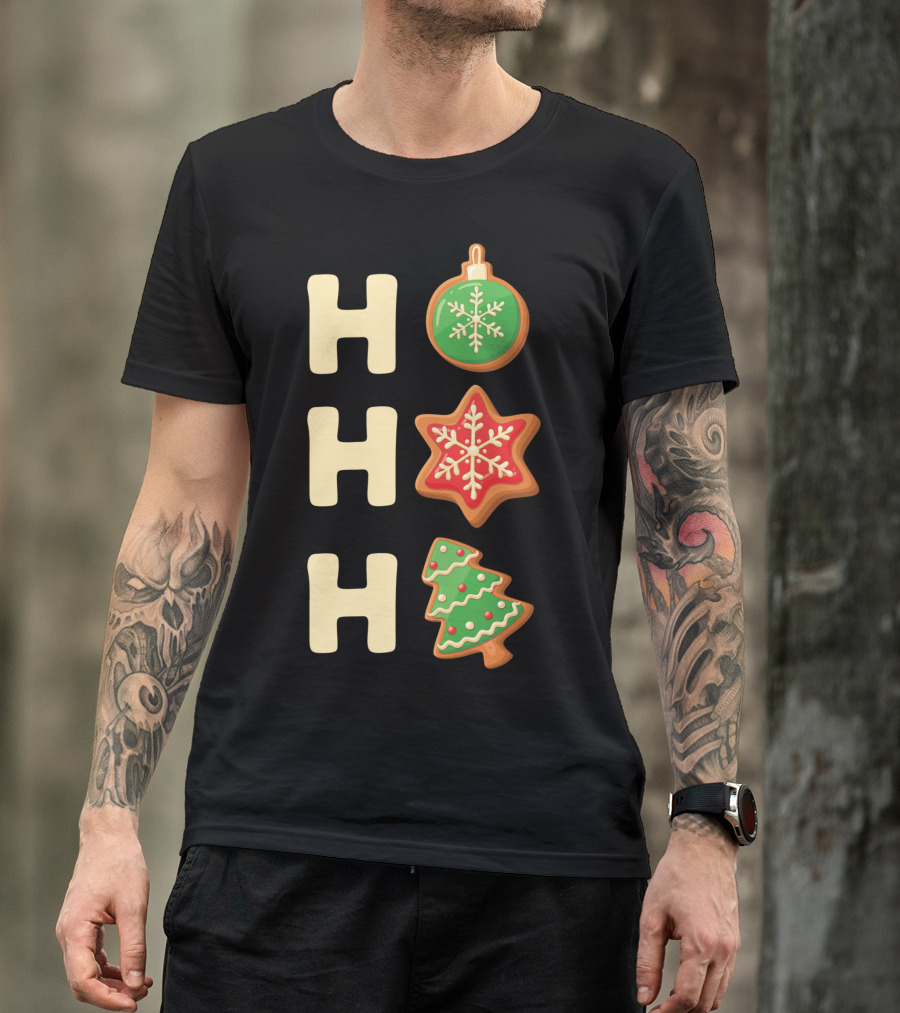 Ho Ho Ho Cute Christmas Cookie With Decorated Ornaments T-Shirt