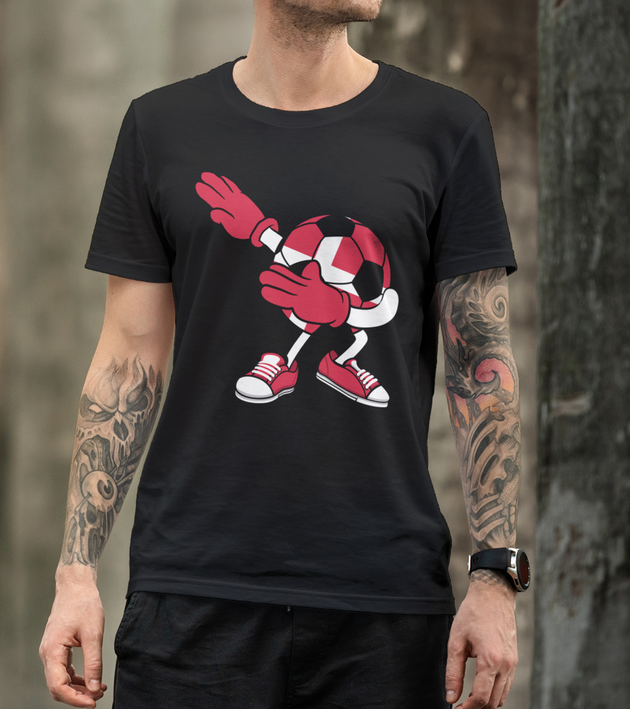 Dabbing Soccer Ball Denmark Jersey Danish Dance T-Shirt
