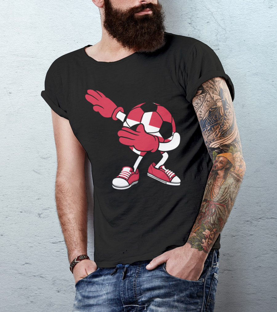 Dabbing Soccer Ball Denmark Jersey Danish Dance T-Shirt