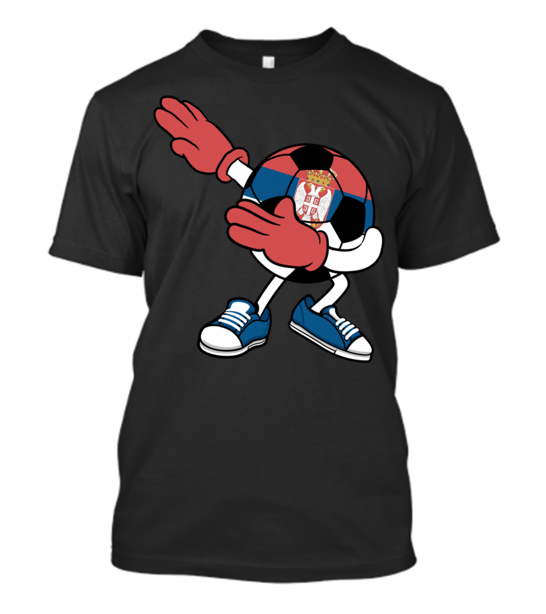 Dabbing Soccer Ball Serbia Flag Jersey Serbian Crest T-Shirt