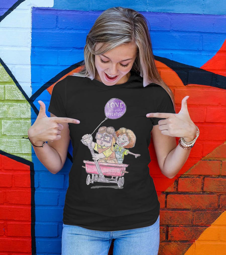 Disney Pixar Up Ellie Carl Love Adventure Wagon Balloon T-Shirt