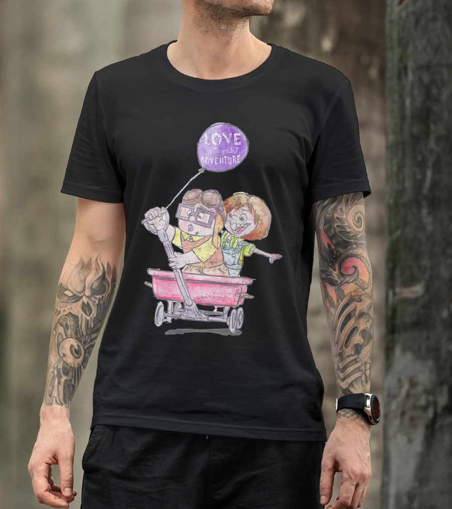 Disney Pixar Up Ellie Carl Love Adventure Wagon Balloon T-Shirt