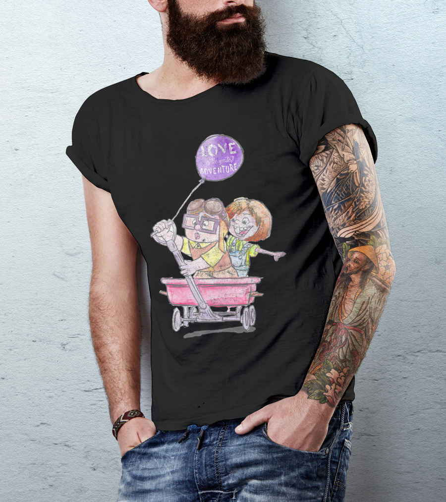 Disney Pixar Up Ellie Carl Love Adventure Wagon Balloon T-Shirt