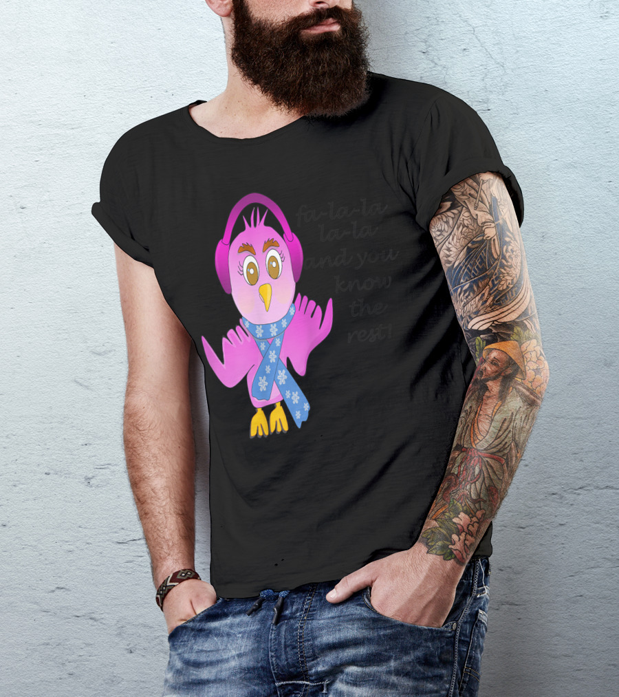 Fa-la-la-la And You Know The Rest Chicken Wearing Headphones And Scarf T-Shirt