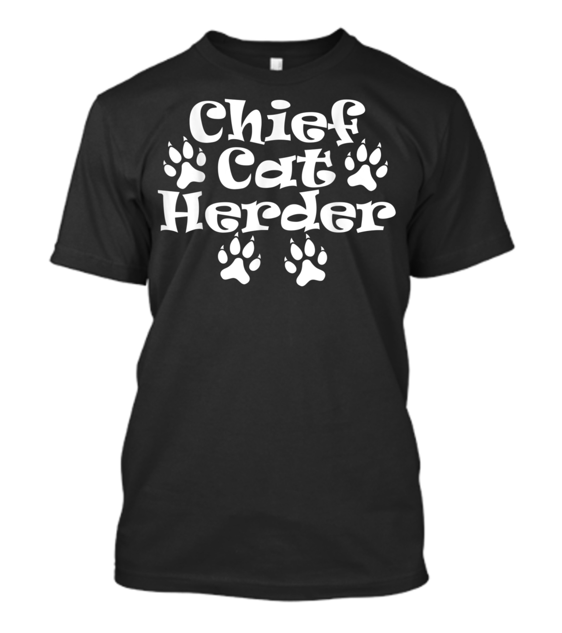 Chief Cat Herder Funny Cat Owner Farming Paw Prints T-Shirt
