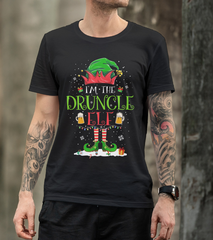 I'm The Druncle Elf Matching Family Group Funny Beer Christmas T-Shirt