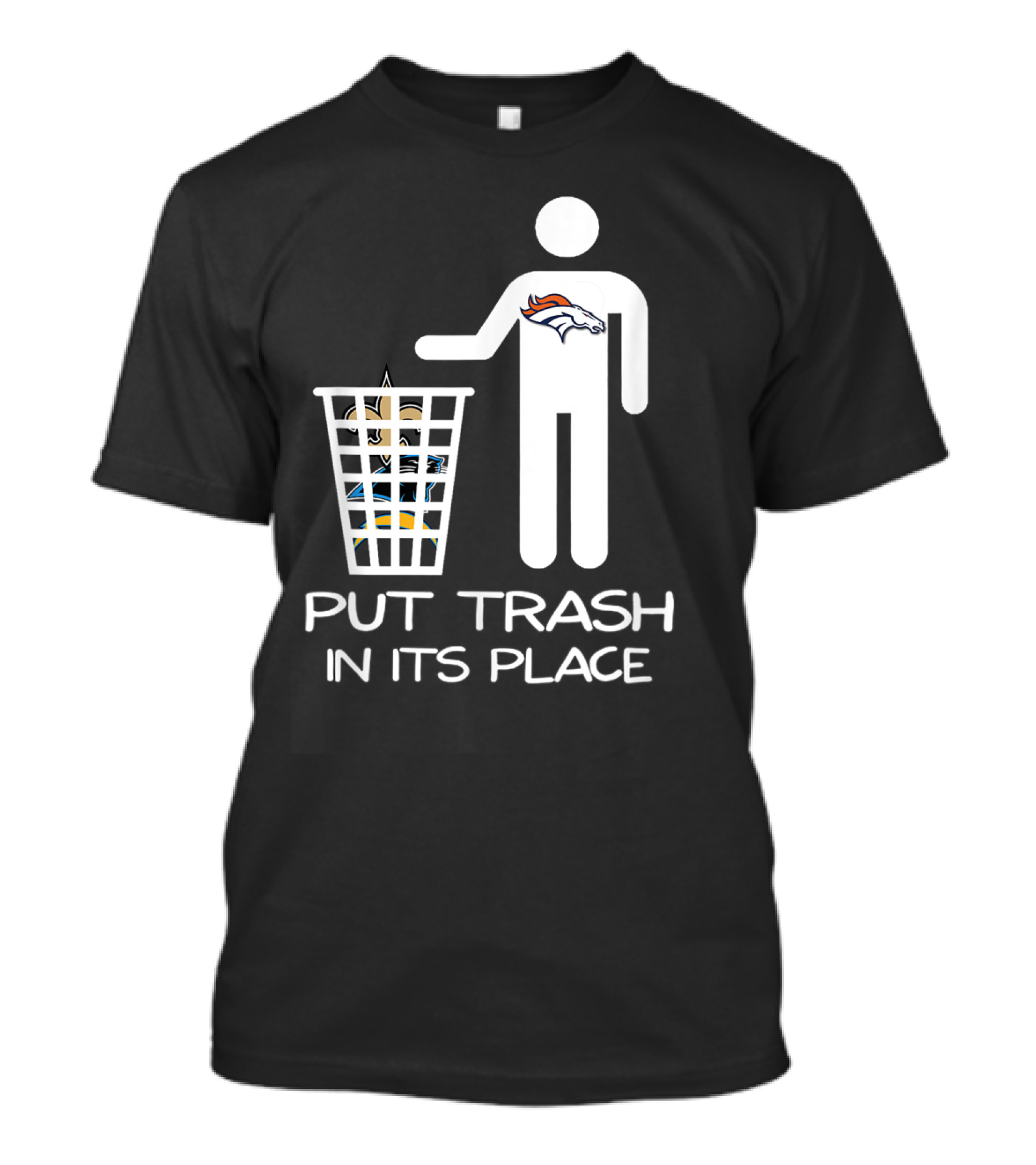 Christmas Football Battle Team Denverbronco Put Trash In Its Place T-Shirt