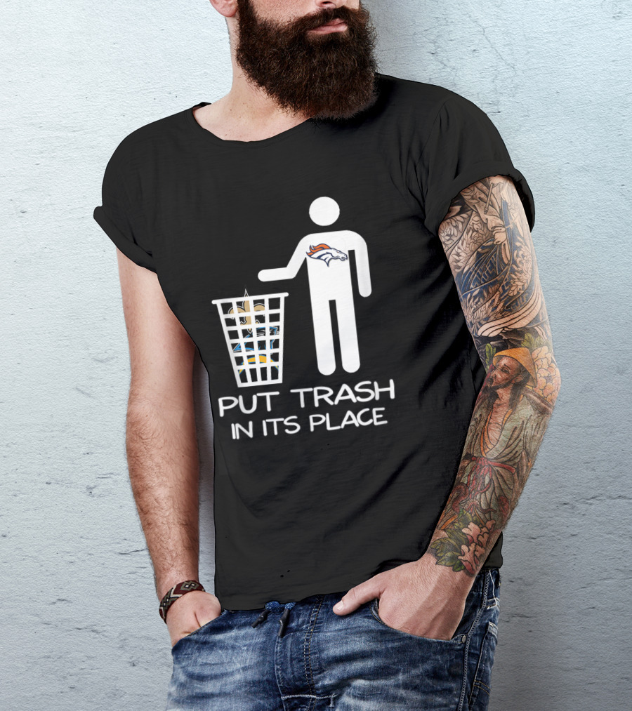 Christmas Football Battle Team Denverbronco Put Trash In Its Place T-Shirt
