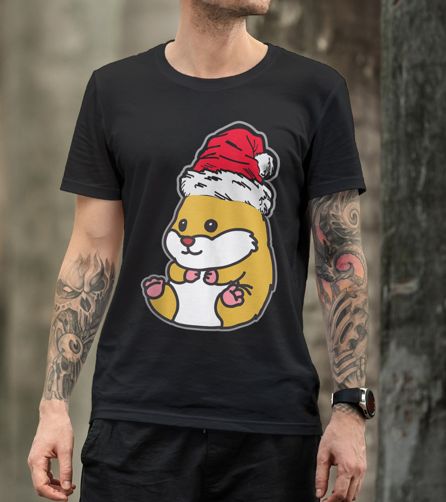 Christmas Hamster Wearing Santa Hat T-Shirt