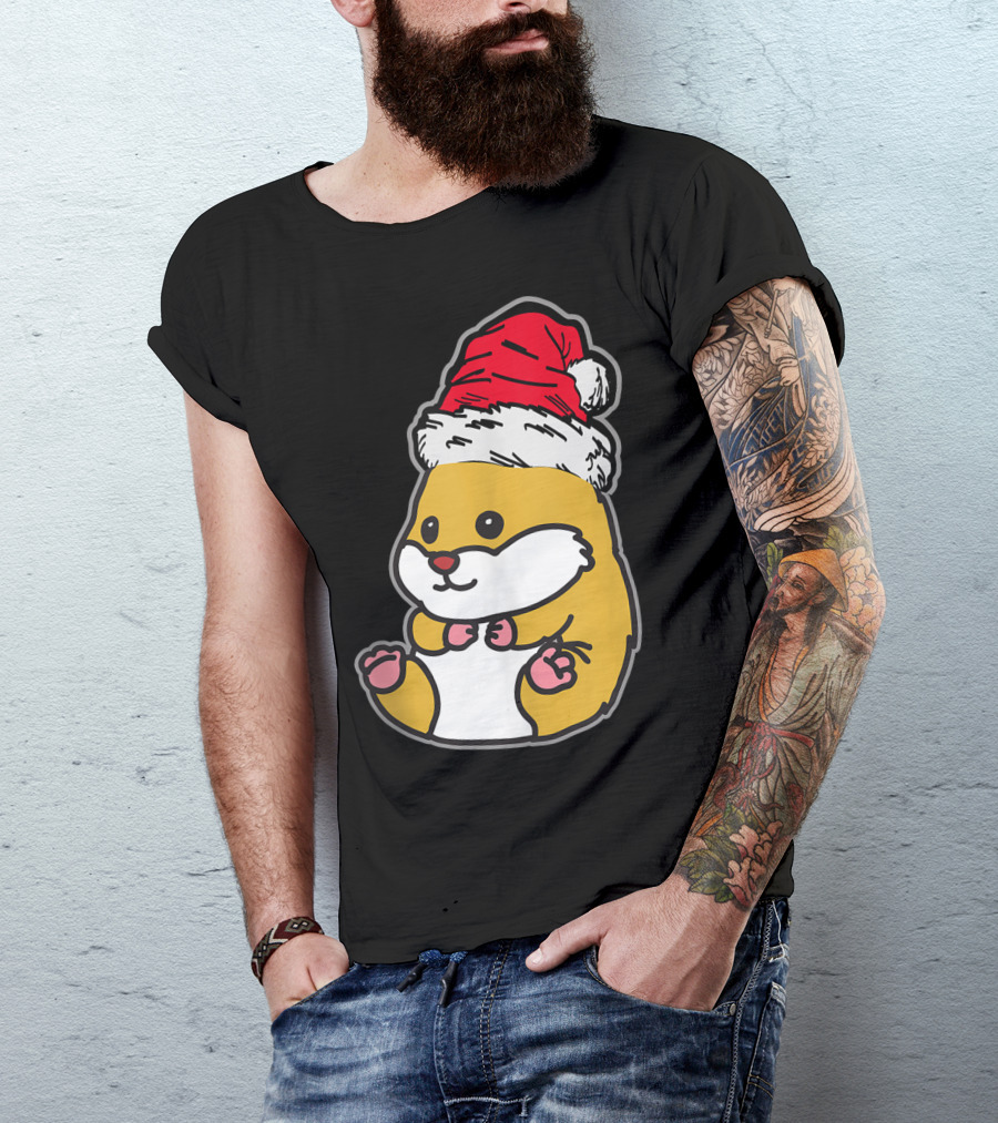 Christmas Hamster Wearing Santa Hat T-Shirt