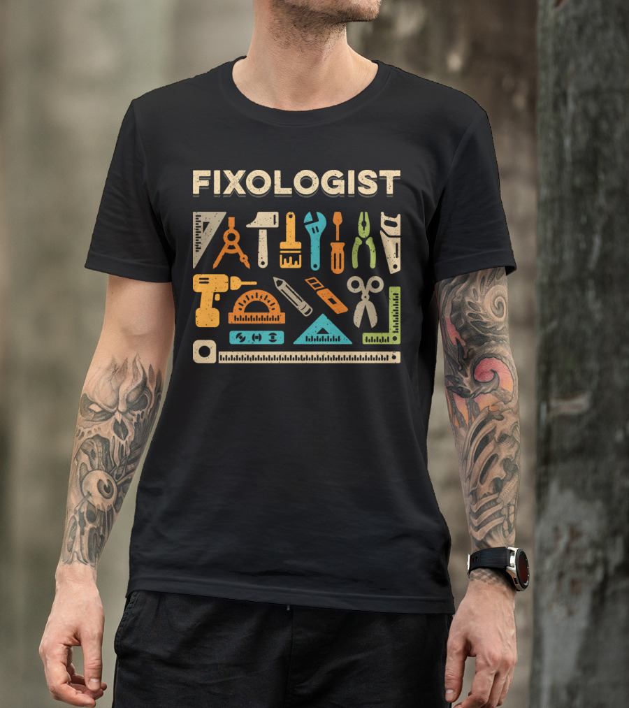 Fixologist Vintage Handyman Tools Colorful Funny T-Shirt